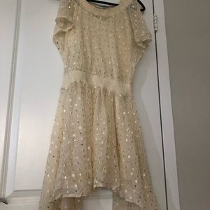 Anthropologie cream and gold sequin dress